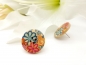 Preview: Blumen Knopf Ohrstecker Holz Button flower